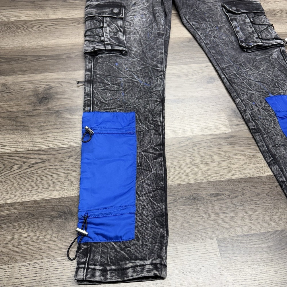 Denim I City Jeans Mens Size 34x30 Distressed Paint Splatter Cargo Jeans - Picture 2 of 13